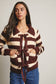 Coffee Date Striped Knit Peter Pan Collar Cardigan, Mocha