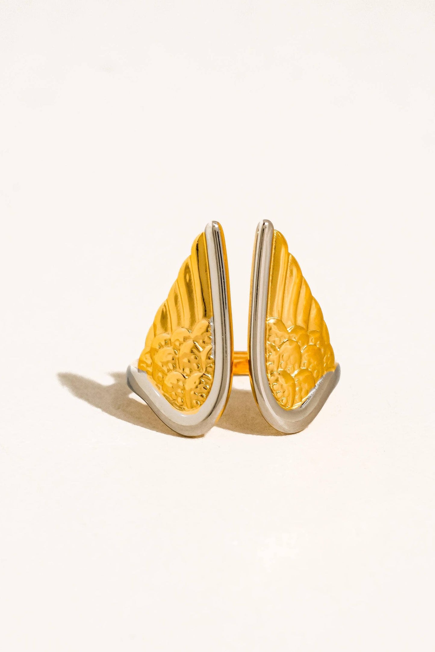 Silvane 18K Gold Plated Stainless Steel Angel Wing Ring, Gold