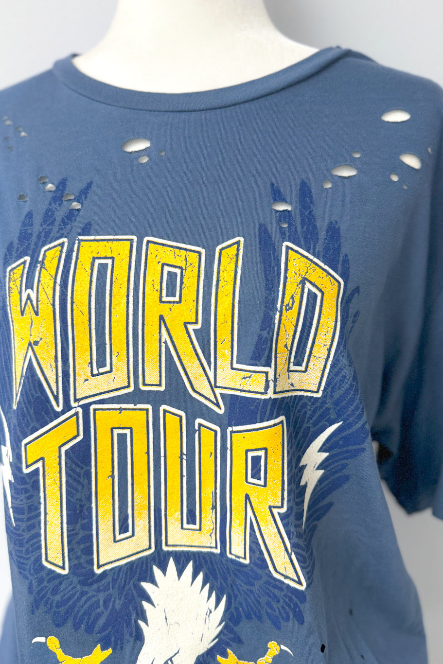 World Tour Eagle Oversized Graphic Tee, Indigo Blue *FINAL SALE*