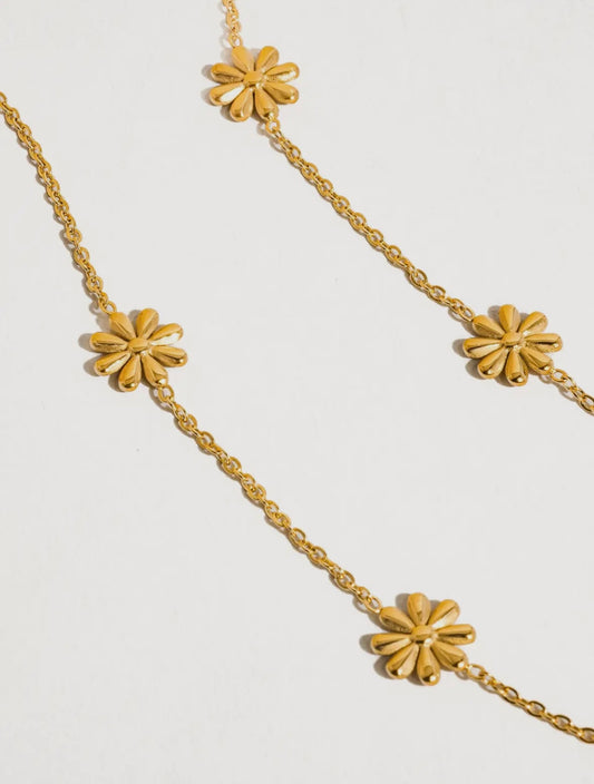 Sunny Days 18K Gold Plated Stainless Steel Daisy Chain Necklace, Gold