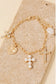 Mixed Pave Cross and Heart Charms Chain Bracelet, Gold