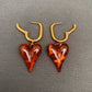Sasha Acrylic Leopard Heart 18K Gold Plated Stainless Steel Huggie Earrings, Gold