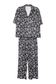 Early Mornings Bow Print Pajama Set, Black