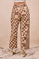 Born For Bold Washed Checker Board Printed Braided Waist Belt Pants