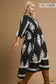 Desert Bloom Embroidered Midi Curvy Dress, Black