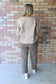 Beauty Beyond Compare Floral Pattern Button Down Top, Mocha Brown