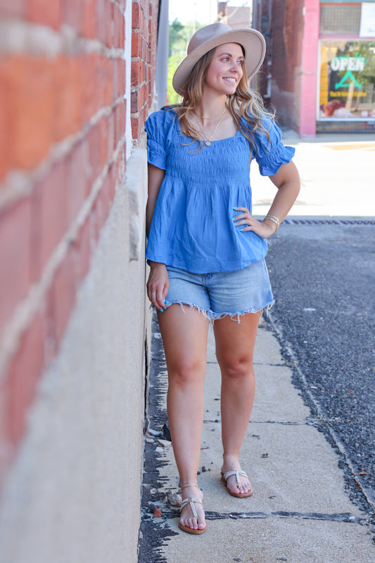 Ready For Vacay Top, Indigo Blue