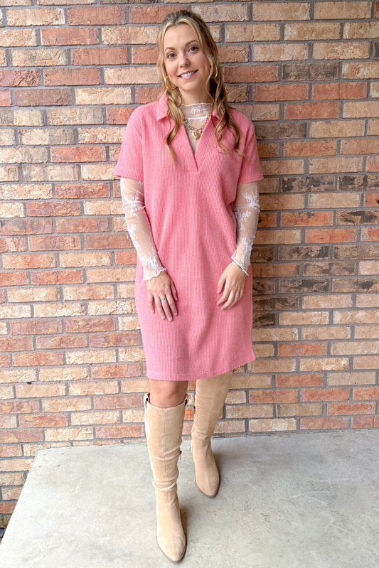 Mia Collard Midi Dress, Tea Rose