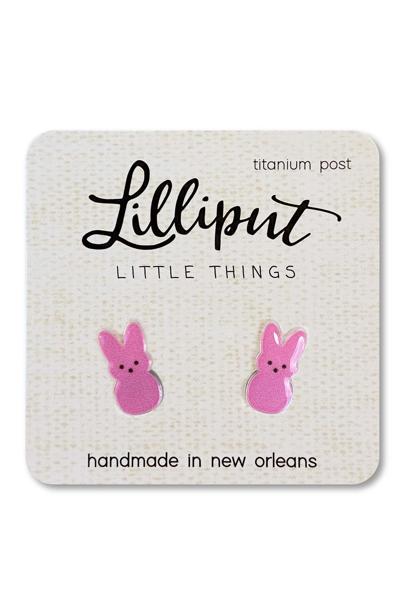 Marshmallow Easter Bunny Earrings, Pink