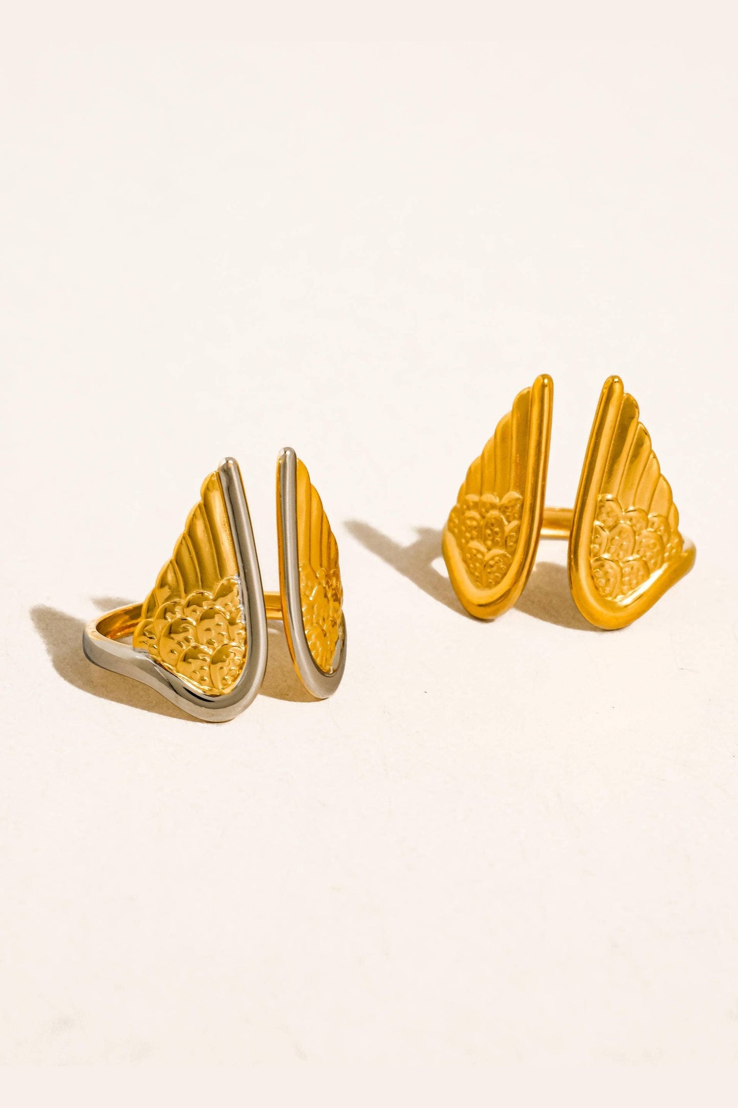 Silvane 18K Gold Plated Stainless Steel Angel Wing Ring, Gold