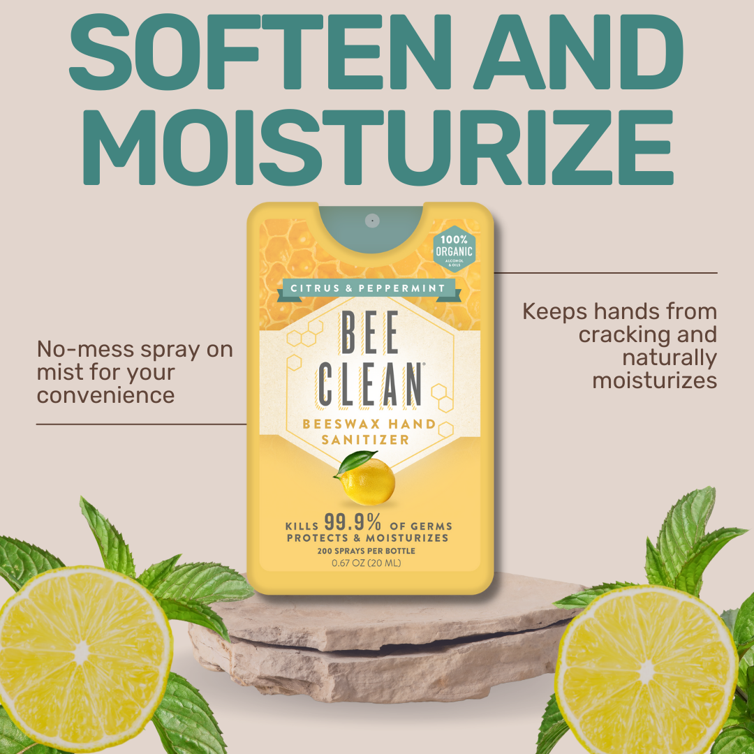 Bee Clean Organic Beeswax Hand Sanitizer, Citrus Peppermint