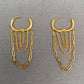 Selena Chain Fringe 18K Gold Plated Stainless Steel  Huggie Earrings, Gold