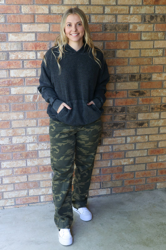 Perfect Weekend Duality Waffle Knit Hoodie