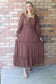 Finding Happiness Gathered Square Neck Maxi Dress, Mocha Mousse