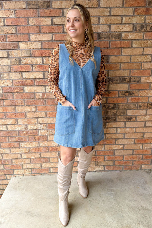 Sweet Like Me Shapeless Silhouette Denim Mini Dress