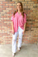 Taking Chances Oversized Button Down Stripped Top, Bubblegum