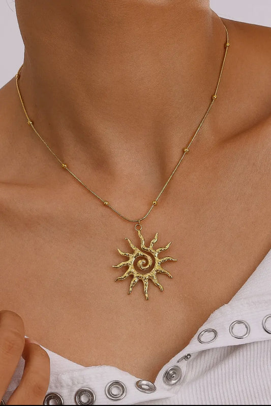 Katerina Vortex Sun 18K Gold Plated Stainless Steel Necklace, Gold