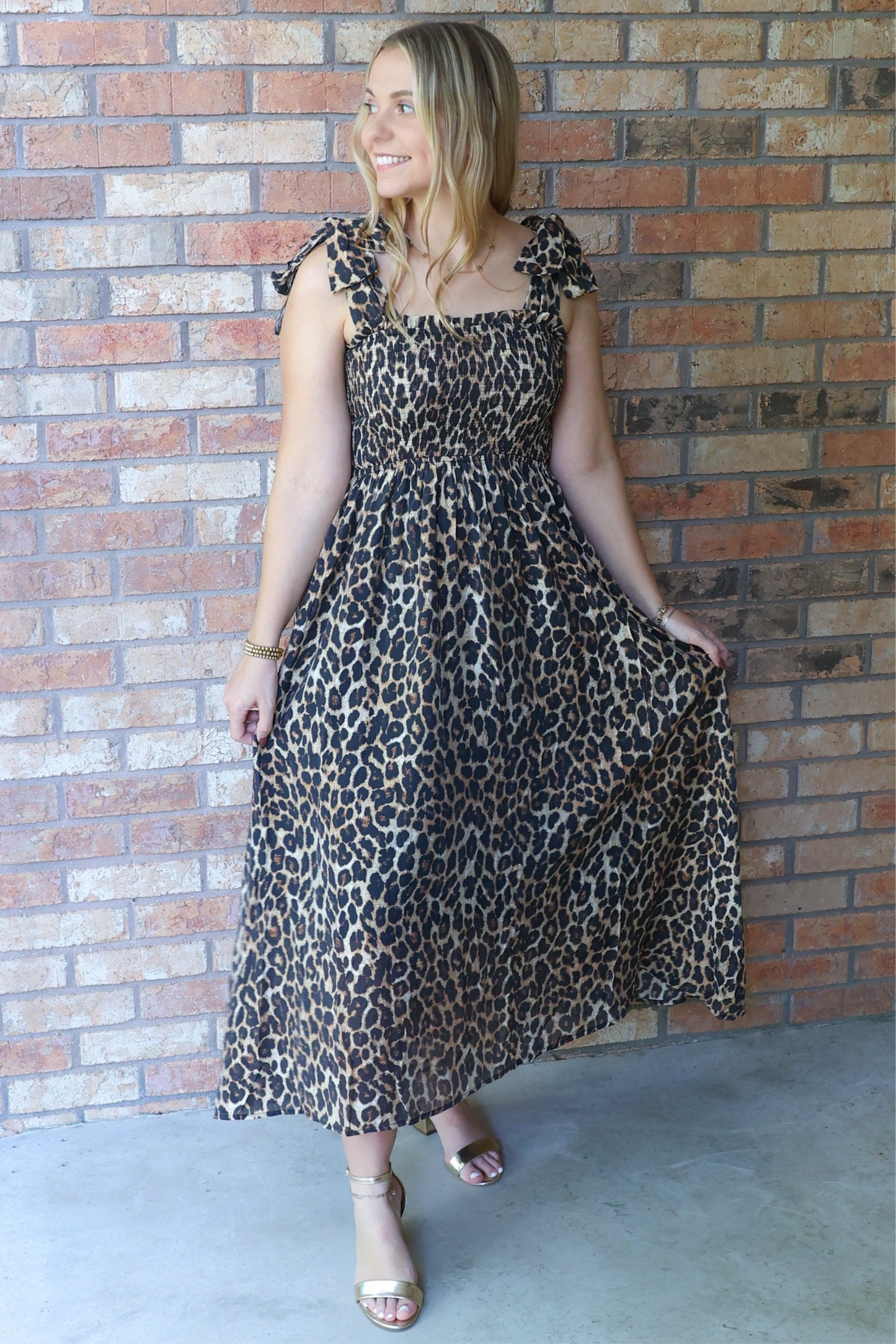 So Charming Leopard Printed Midi Dress