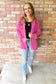 Road Less Traveled Ribbed Crop Cardigan, Fuchsia