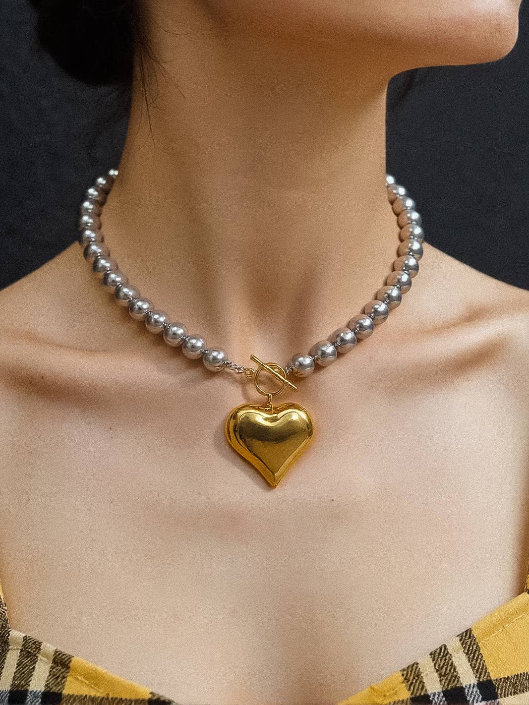Raissa 18K Gold Plated Stainless Steel Two Tone Heart Necklace