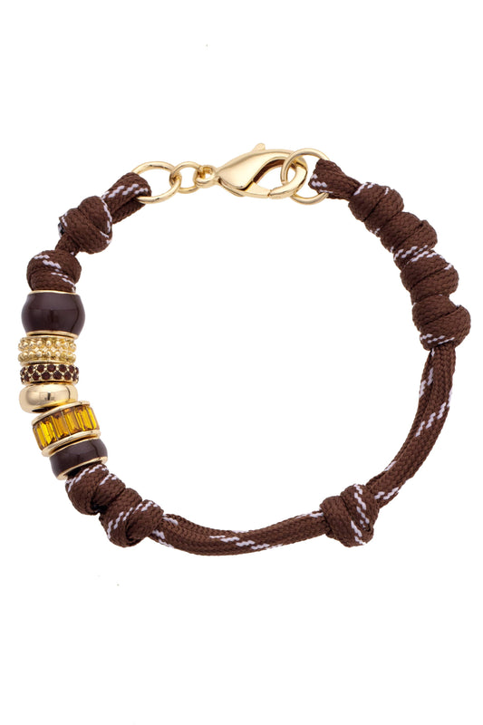 Lottie Multi Bead Paracord Bracelet, Brown