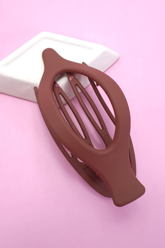 Oval Lay Down Flat Hair Claw Clip, Brown