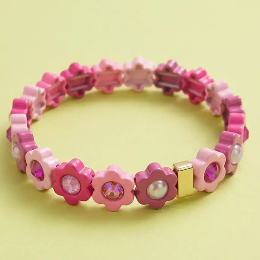 Daisy Enamel Stretch Bracelet, Pink