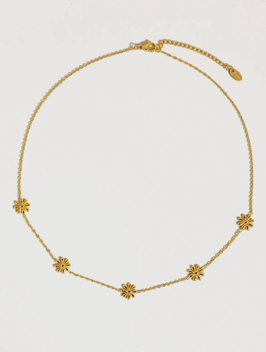 Sunny Days 18K Gold Plated Stainless Steel Daisy Chain Necklace, Gold