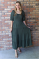 Jolene Smocked Tiered Maxi Dress, Forest Green