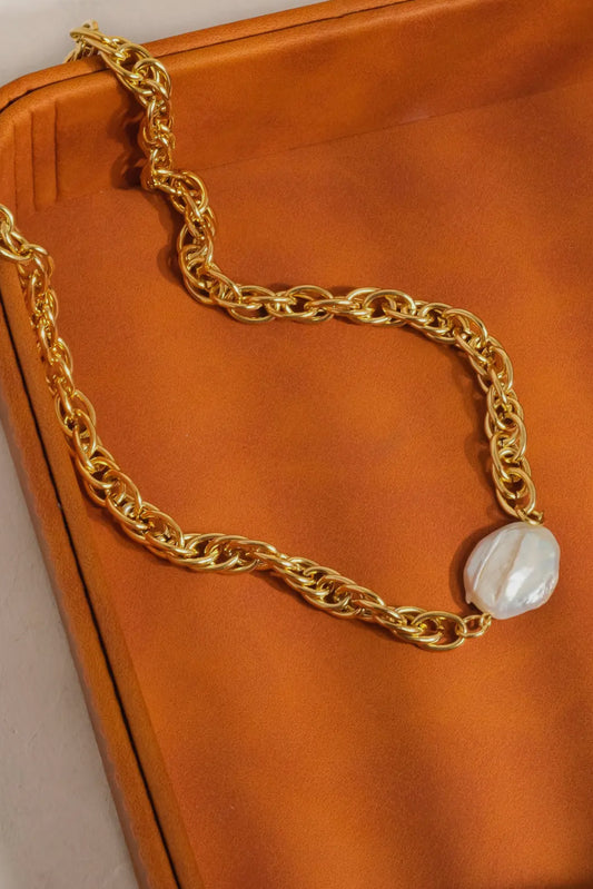 Marina 18K Gold Plated Stainless Steel Pearl Chain Necklace, Gold