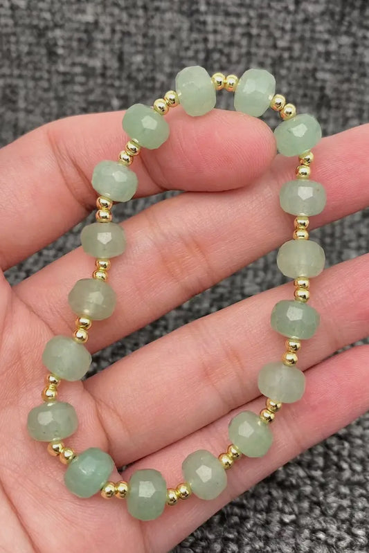 Elena Green Aventurine 18K Gold Plated Copper Beaded Bracelet