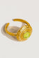 Melody 18K Gold Plated Stainless Steel Adjustable Round Stone Ring, Gold