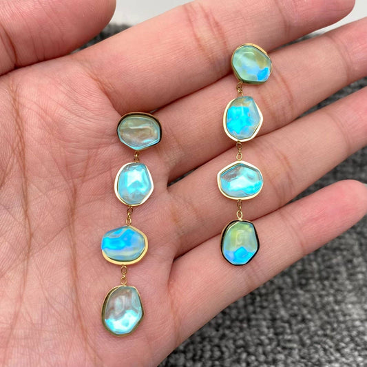 Naomi Irregular Blue 18K Gold Plated Stainless Steel Earrings