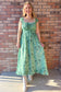 Blooming With Grace Cotton Floral Ruched Maxi Dress, Eucalyptus