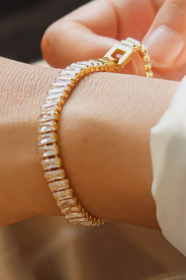 Sophia 18K Gold Plated Stainless Steel Glam CZ Bracelet, Gold