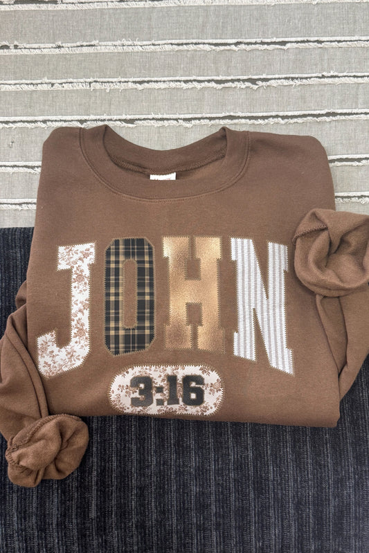John 3:16 Crewneck, Brown