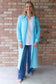 Soak Up The Sun Breathable Cotton Button-Down Duster, Aqua Breeze