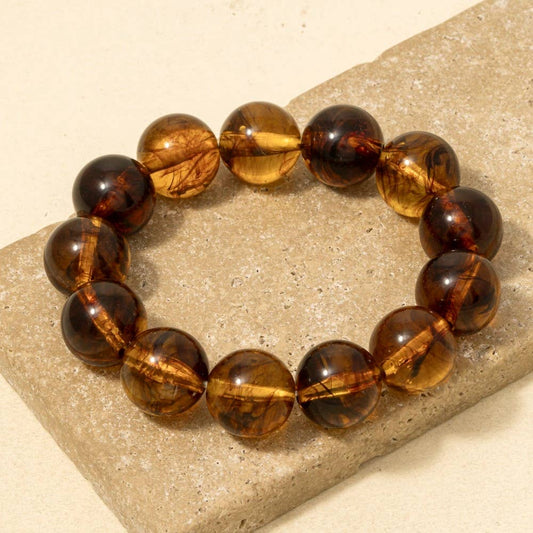 Tortoise Acrylic Bead Stretch Bracelet