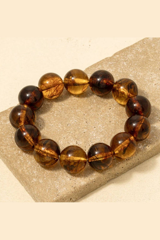 Tortoise Acrylic Bead Stretch Bracelet