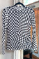 Cool Confidence Checkered Mesh Mock Neck Top, Black/White