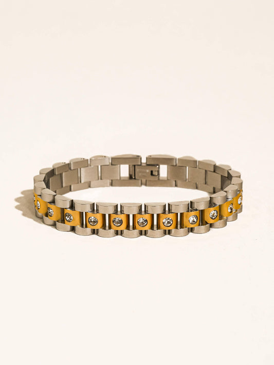 Royce 18K Gold Plated Stainless Steel Two-Tone Watchband Bracelet
