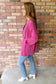 Road Less Traveled Ribbed Crop Cardigan, Fuchsia