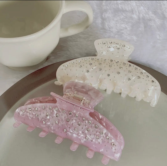 Life of Luxury Rhinestone Hair Claw Clip, White