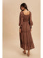 Finding Happiness Gathered Square Neck Maxi Dress, Mocha Mousse