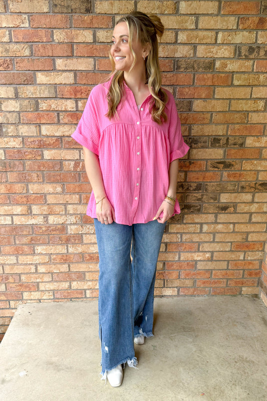 Faithfully Yours Baby Doll Top, Pink