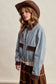 The Scenic Route Contrast Trim Western Utility Jacket, Dusty Blue