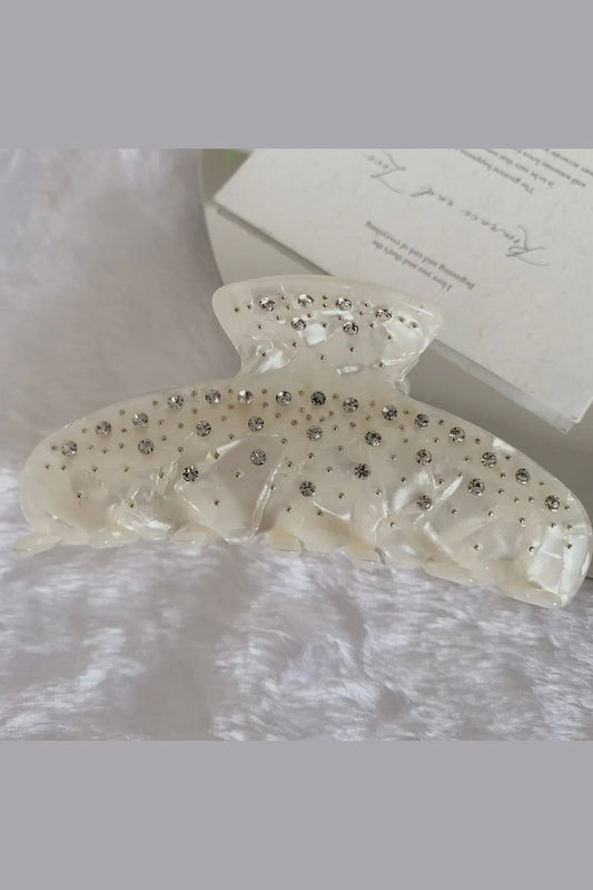 Life of Luxury Rhinestone Hair Claw Clip, White