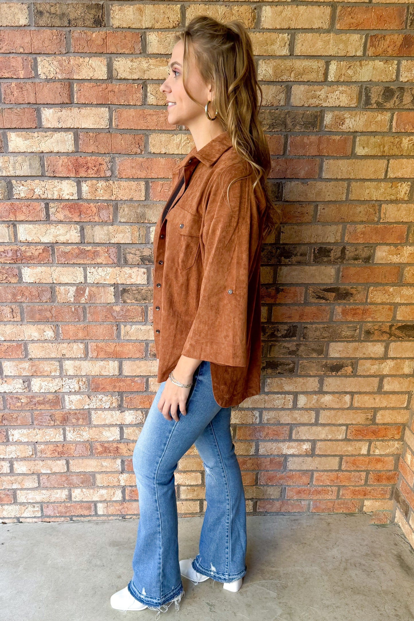 Jump Then Fall Suede Top, Mocha