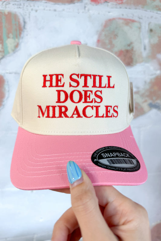 He Still Does Miracles Hat, Pink/Cream