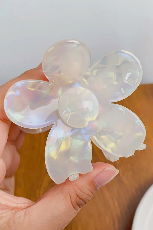 Flower Hair Claw Clip, White Tortoise Shell